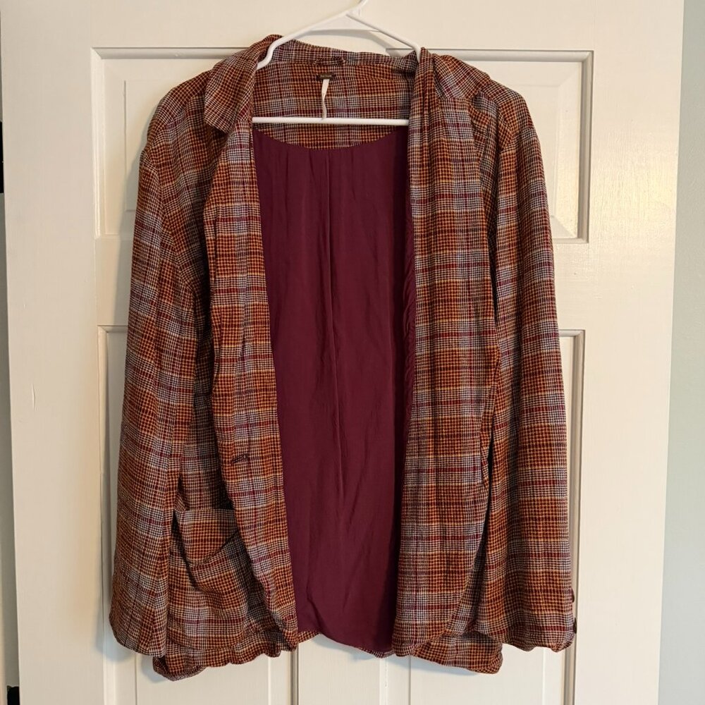 Free People Plaid Blazer